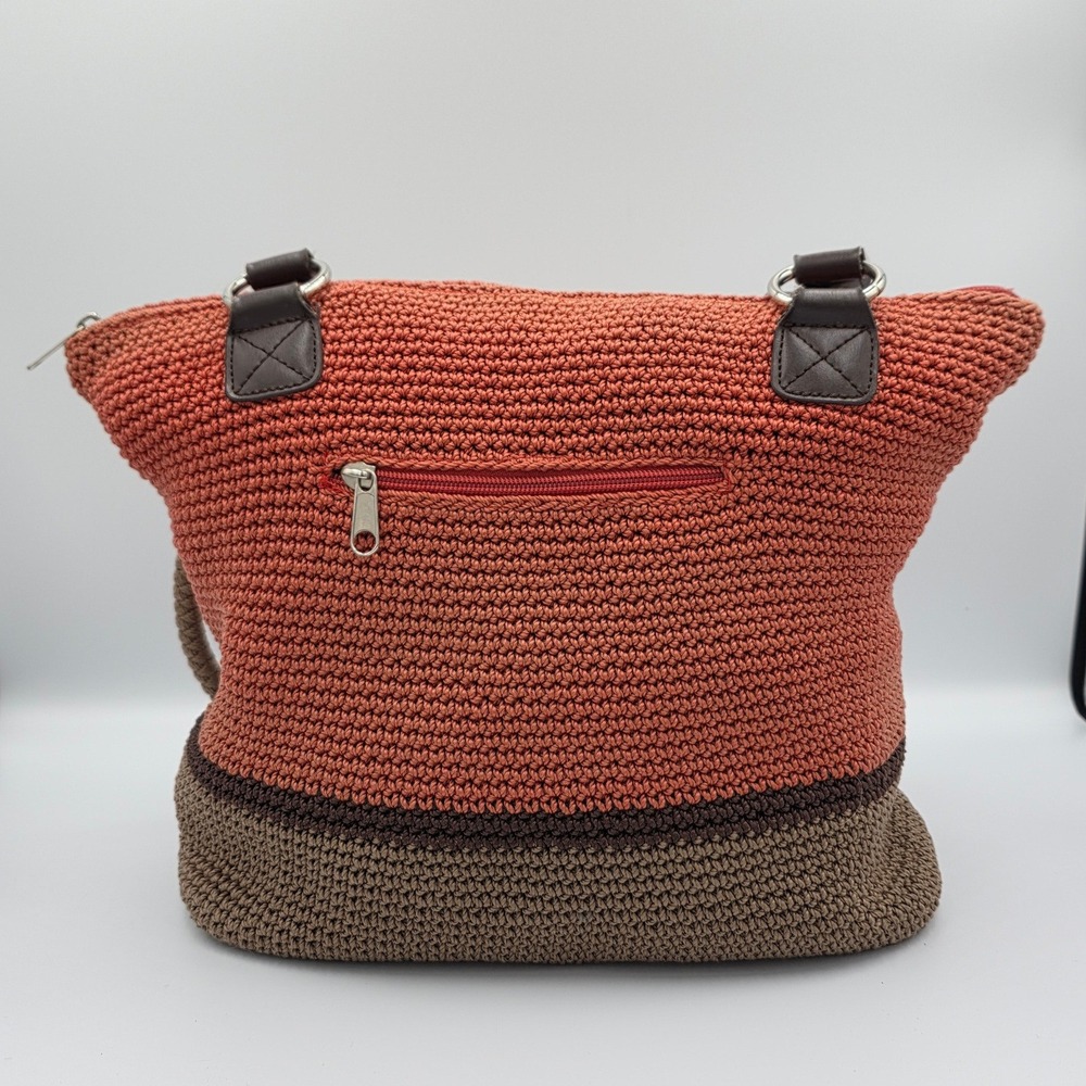 Y2K Crochet Hobo Bag - Terracota & Brown Boho Knit Shoulder Bag